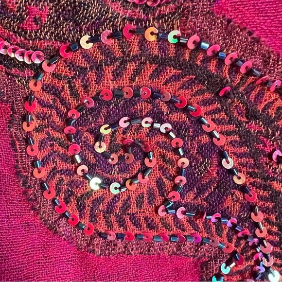 NEW Heirloom Anna Pashmina Shawl Pure Wool Beaded Sequined Embroidered Dark Red - Picture 7 of 16